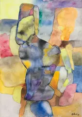 Composition abstraite by Maurice Estève, 1987, Aquarelle, sold Jul 2025