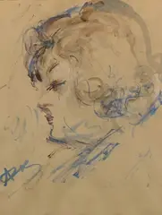 Profil de femme by Paul Krôn, Aquarelle, sold Jul 2025