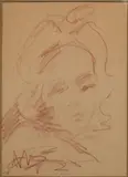 Portrait de femme by Paul Krôn, 1935, Sanguine, sold Jul 2025
