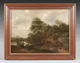 Paysans près d'une rivière by Klaes Molenaer, Panneau de chêne, deux planches, non parqueté, sold Jun 2025