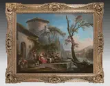 La collation devant la ferme by Jean-Baptiste Lallemand, Toile, sold Jun 2025