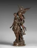 Génie et Science by Mathurin Moreau, Bronze à patine brune, sold Jun 2025