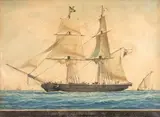 Navire du capitaine Olivier by François Geoffroi Roux, Plume et encre noire, aquarelle, sold Mar 2025