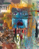 Encore une plume by Kittie Bruneau, Huile et collage sur toile, sold May 2026