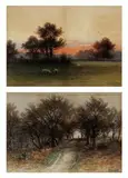 Sans titre - Pastoral au crépuscule by Frederick Arthur Verner, Aquarelle sur papier marouflée sur carton, sold May 2026