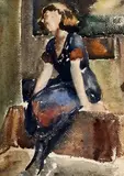Sans titre - Femme assise by Henri Hébert, Aquarelle sur papier Œuvre non-signée Erronément attribué à Adrien Hébert sur étiquette au, sold May 2026