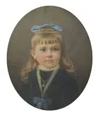 Portrait d'une jeune fille by Ernestine Schwind Quantin, 1889, Pastel ovale, sold Nov 2022