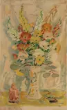 Bouquet de fleurs dans un vase by Le Pho, Lithographie en couleur sur papier encadrée, sold Oct 2022