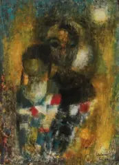 Maternité by Dang Lebadang, Gouache sur papier encadrée signée, sold Oct 2022
