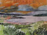 La baie de Sanary by Guy Bardone, Plume, encre noire, fusain et aquarelle sur papier cartonné contrecollé sur carton, sold Jun 2022