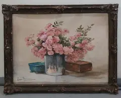 Bouquet de fleurs by Laure Brouardel, Aquarelle signée en bas à droite, sold Jun 2026