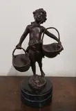 Jeune fille aux paniers by Suzanne Bizard, Bronze Socle en marbre, sold Jun 2026