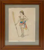 Jeune parisienne by Adolphe Léon Willette, Plume et gouache Signé en bas à droite A, sold Jul 2022