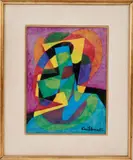 Composition abstraite by Jean Cuillerat, Gouache sur papier, sold Oct 2024