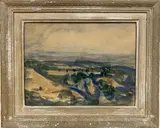 Paysage du sud by Antoine Serra, Crayon, aquarelle et gouache sur papier, sold Jul 2024