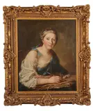 La jeune dessinatrice by Donat Nonnotte, 1740, Toile Hauteur :, sold Jun 2024