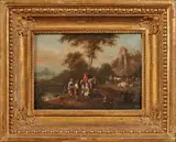 Pastorale by Johann Christian Vollerdt, Panneau de hêtre, une planche, non parqueté Hauteur :, sold Jun 2024