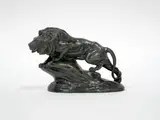 Lion sur son rocher by Charles Masson, Épreuve en bronze à patiné verte Signé sur la terrasse, sold Apr 2026