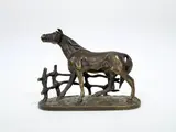 Cheval à la barrière by Pierre-Jules Mêne, Épreuve en bronze à patine mordorée Signé sur la terrasse, sold Apr 2026