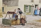 Les puisatières by Louis Adan, Aquarelle signée en bas à droite, sold Jul 2025