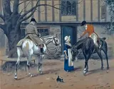 La halte des chasseurs by George Wright, Gravure rehaussée à la gouache signée en bas à droite, sold Jul 2025
