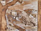 Paysage du midi by Amédée de La Patellière, 1925, Gouache et lavis d'encre signée et datée en bas à gauche, sold Jul 2025