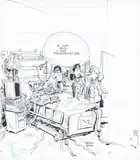 Les femmes en blanc by Philippe Bercovici, Encre de Chine et crayon bleu sur papier pour la couverture du n°, sold Jun 2026