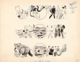 Nigaude et Malicette by René Giffey, Encre de Chine et crayon bleu sur papier pour la page, sold Jun 2026