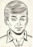 Galerie des portraits Tintin, Jari by Raymond Reding, Encre de Chine sur papier pour le dessin du poster paru dans le n°, sold Jun 2026
