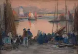 Retour de pêche à Concarneau by Mathurin Janssaud, Pastel signé en bas à gauche, sold Nov 2019