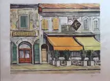 Coin de rue à Paris by Takanori Oguiss, Lithographie signée par l'artiste à la mine de plomb en bas à droite, sold Nov 2019