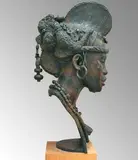 Tête de femme de Guinée by Jacques Darbaud, Epreuve en bronze, fonte d'édition originale à patine brune signée et numérotée EA, sold Nov 2019