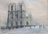 Vue de Notre-Dame by Fernand Truffaut, Aquarelle signée en bas à droite, sold Feb 2019