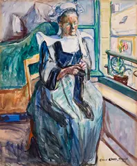 Woman Knitting — Repose #3 by Emily Carr, 1911, watercolour on paper, sold May 2025