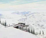 Eldorado Radium Mine from No. 2 Shaft, Great Bear Lake, N.W.T. by Frank Hans Johnston, 1939, oil on board, sold May 2025