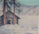 The Post Office, Port Radium, N.W.T. by Frank Hans Johnston, oil on board, sold Nov 2025