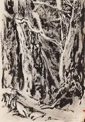 Trees by Arthur Lismer, ink on paper, sold Nov 2025