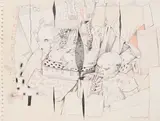 Figures by Ivan Eyre, graphite and coloured pencil on paper, sold Nov 2025
