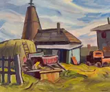 Wittersham Kent, England by Henry George Glyde, 1978, oil on paperboard, sold Nov 2025