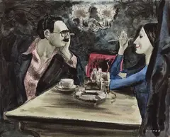 Intellectuals by William Arthur Winter, ink and watercolour on paper, sold Nov 2025