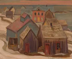 Village in Winter by A. Y. Jackson, oil on board, sold Nov 2025