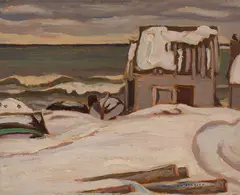 Fox River, Gaspé by A. Y. Jackson, 1936, oil on board, sold Nov 2025