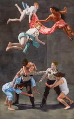 Male Figures Resisting Incarceration by Kent Monkman, 2019, acrylic on canvas, sold Nov 2025