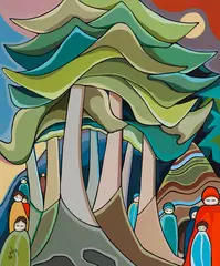 Untitled by Daphne Odjig, acrylic on canvas, sold Nov 2025
