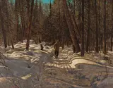 On the Bush Road - Nipigon by Frank Hans Johnston, oil on board, sold Nov 2025