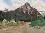Mount Rocher de Boule near Hazelton by E. J. Hughes, 1968, watercolour on paper, sold Nov 2025