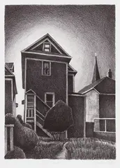 Lighthouse by Ross Penhall, stone lithograph on paper, sold Nov 2025