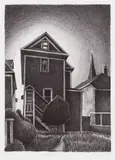 Lighthouse by Ross Penhall, stone lithograph on paper, sold Nov 2025