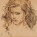Portrait by Frederick Varley, charcoal on paper, sold Nov 2025