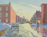 Rue Notre Dame by Phillip Henry Howard Surrey, 1984, oil on board, sold Nov 2025